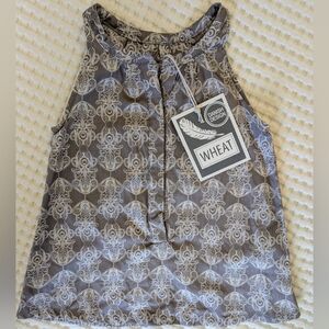 WHEAT Paisley Ornate Modern Cotton Gray Casual Sleeveless Summer Top Size 4T NWT